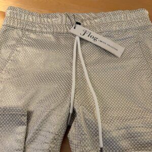 Bevy Flog Shely Pant NWT Size 24 Ivory & Gold Micro-Geo Tailored Slim